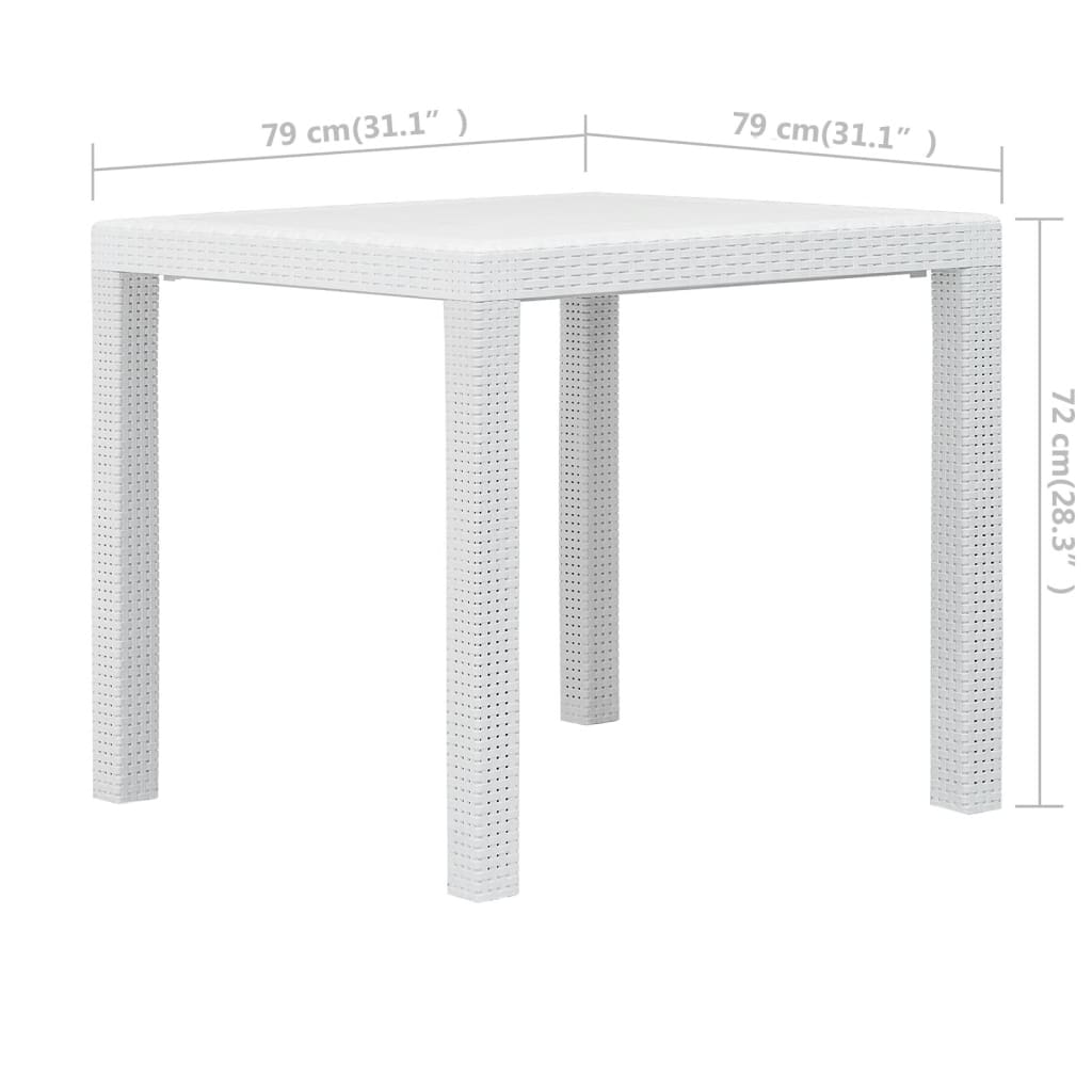 Gartentisch Weiss 79 x 79 x 72 cm Kunststoff Rattan-Optik